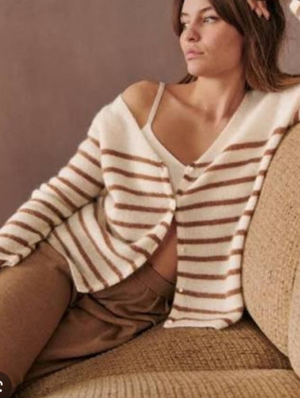 Sezane Barry Cardigan Striped Kid Mohair Alpaca